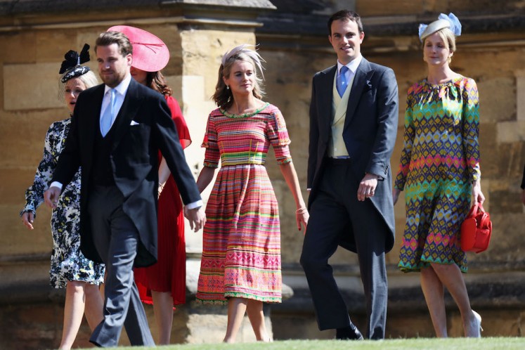 Cressida Bonas arrives for the wedding ceremony of Britain's Prince Harry, Duke of Sussex and US actress Meghan Markle at St George's Chapel, Windsor Castle, in Windsor, on May 19, 2018.