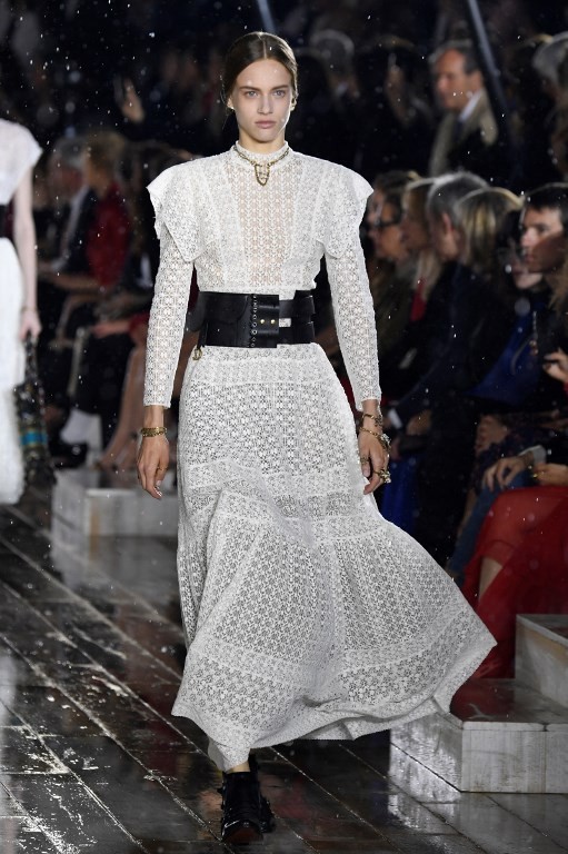 A model presents a creation for Dior during the 2019 Dior Croisiere (Cruise) fashion show on May 25, 2018 at the domaine de Chantilly, near Paris.