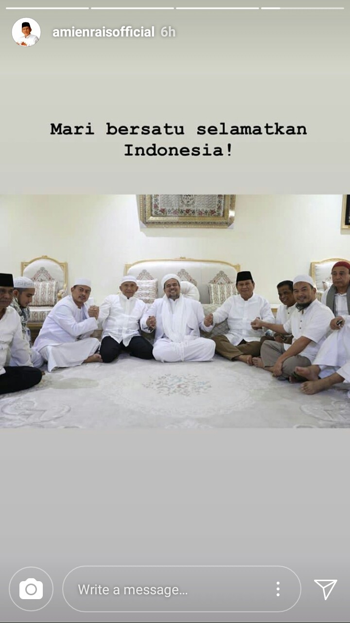 A screen grab of politician Amien Rais (fourth left) meeting with cleric Rizieq Shihab (fifth left) and <a href=