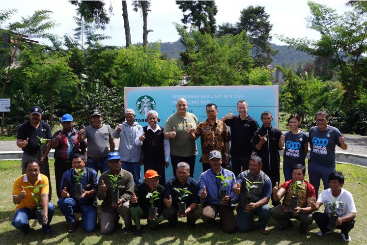 Starbucks Indonesia donated 150,000 coffee tree seeds to Sumatran farmers. 