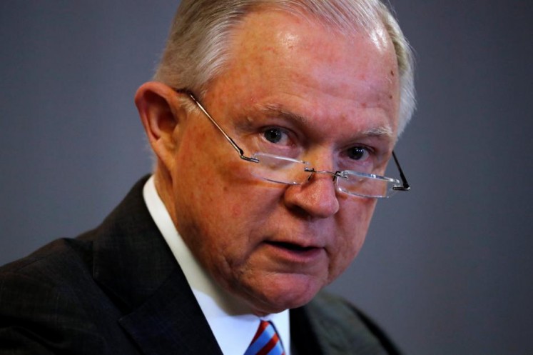 US Attorney General Jeff Sessions delivers remarks on the US system for asylum-seekers at the Executive Office for Immigration Review in Falls Church, Virginia, US, Oct. 12, 2017. 