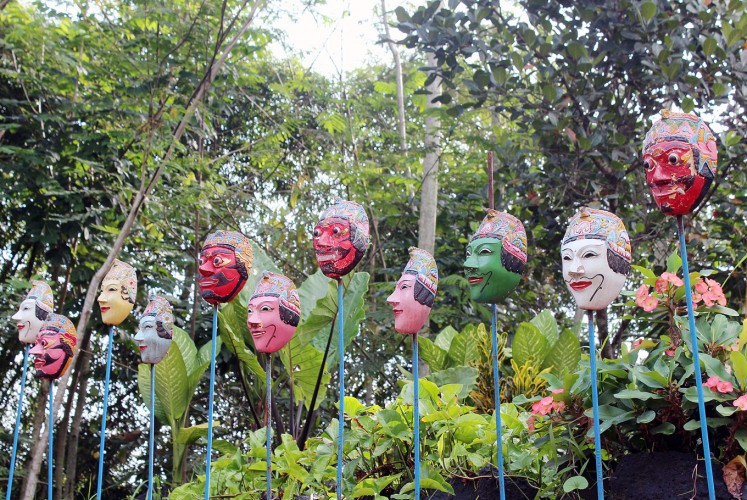 In a row: Kampung Topeng in Tlogowaru, Malang, East Java, proudly displays numerous dance masks.
