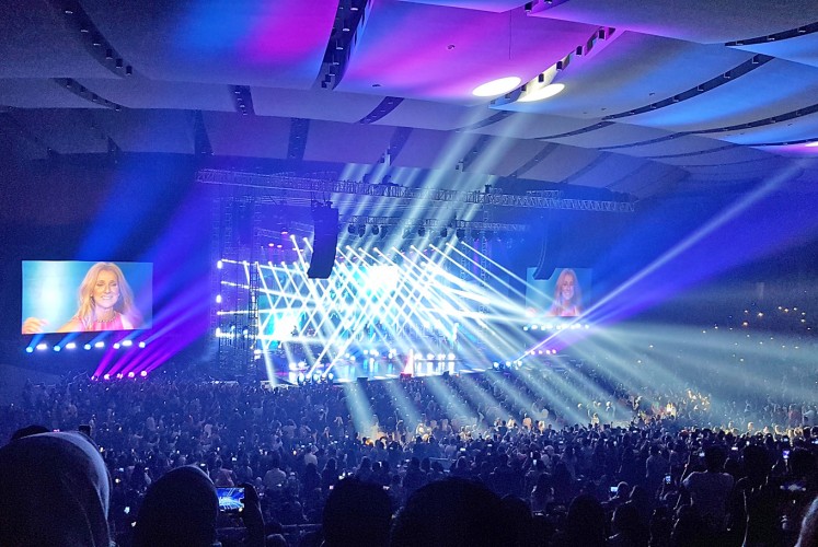 Full house: Fans came out in droves to watch Celine Dion perform her hits in Sentul, Bogor, West Java. 