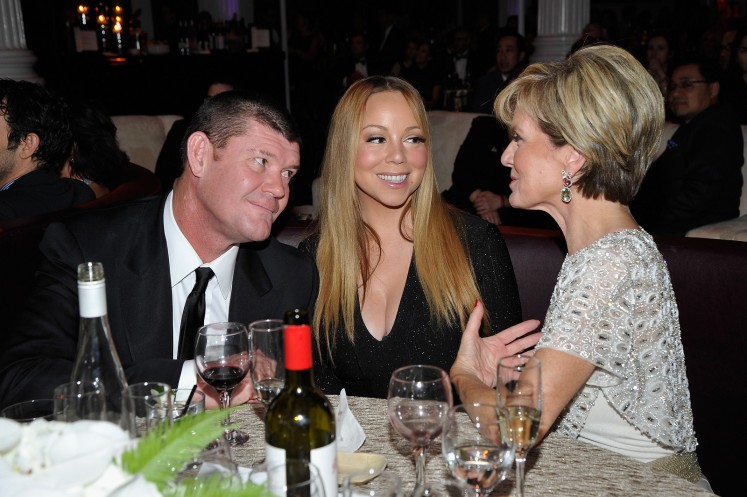 James Packer, Mariah Carey and Member of the Australian House of Representatives Julie Bishop attend the G'Day USA 2016 Black Tie Gala at Vibiana on January 28, 2016 in Los Angeles, California.