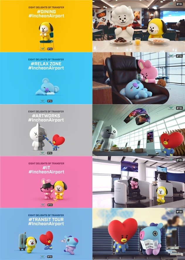 BTS-designed BT21 characters to promote Incheon Airport.