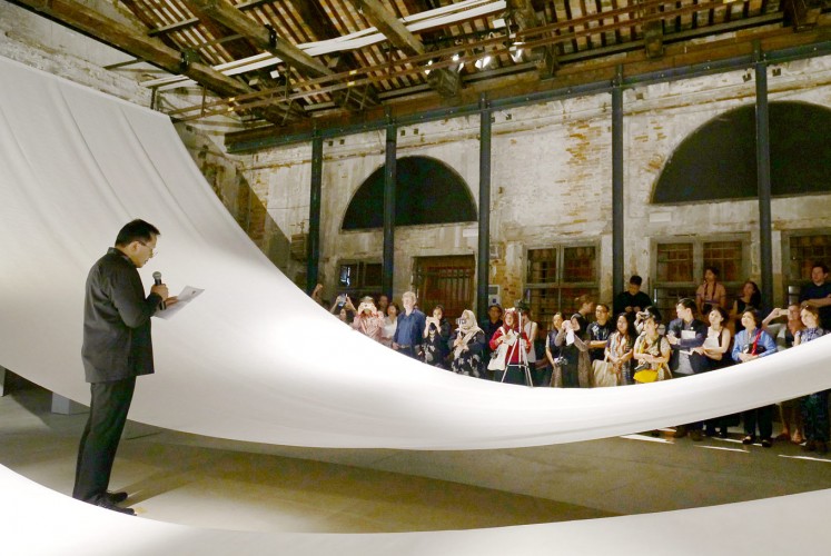 Welcome: Visitors attend the grand opening of Indonesia’s pavilion at the Venice Architecture Biennale in Venice, Italy.