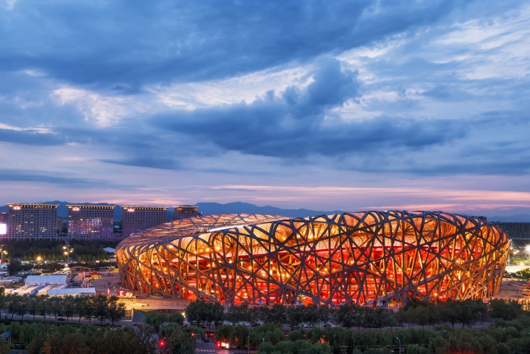 The National Stadium, popularly known as the 'Bird's Nest', was built for the 2008 Summer Olympics.