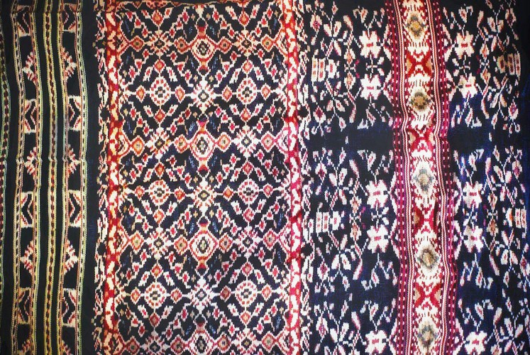 Legacy: Bunga perang fabric, up close, as woven by Grace Tan-Johannes’ great-grandmother.