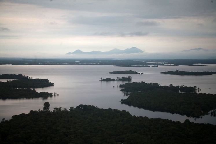 A view of Lake Sentarum National Park from the peak of Tekenang Hill in Selimbau district, Kapuas Hulu regency, West Kalimantan.