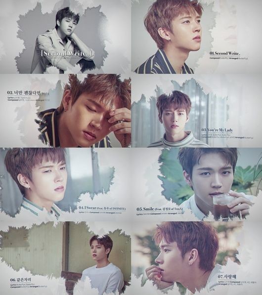 Various photos of Woohyun in a preview video of his new EP, 'Second Write....'.