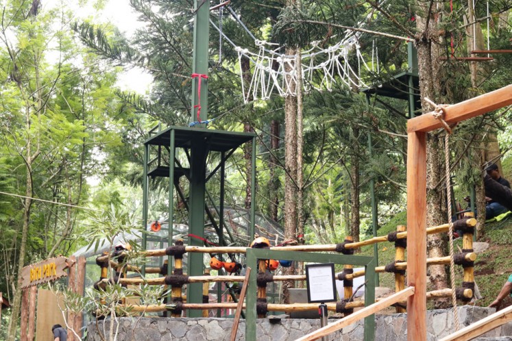 Full of adventure: The newly expanded Adventure Park playground at the Padma Hotel Bandung features many new facilities, including a labyrinth, rope-climbing installation, rabbit holes, pirate ships, wooden camping sites and bird nests for children to play in. Parents do not need to worry about their children’s safety in the playground as the hotel’s employees will constantly supervise them.