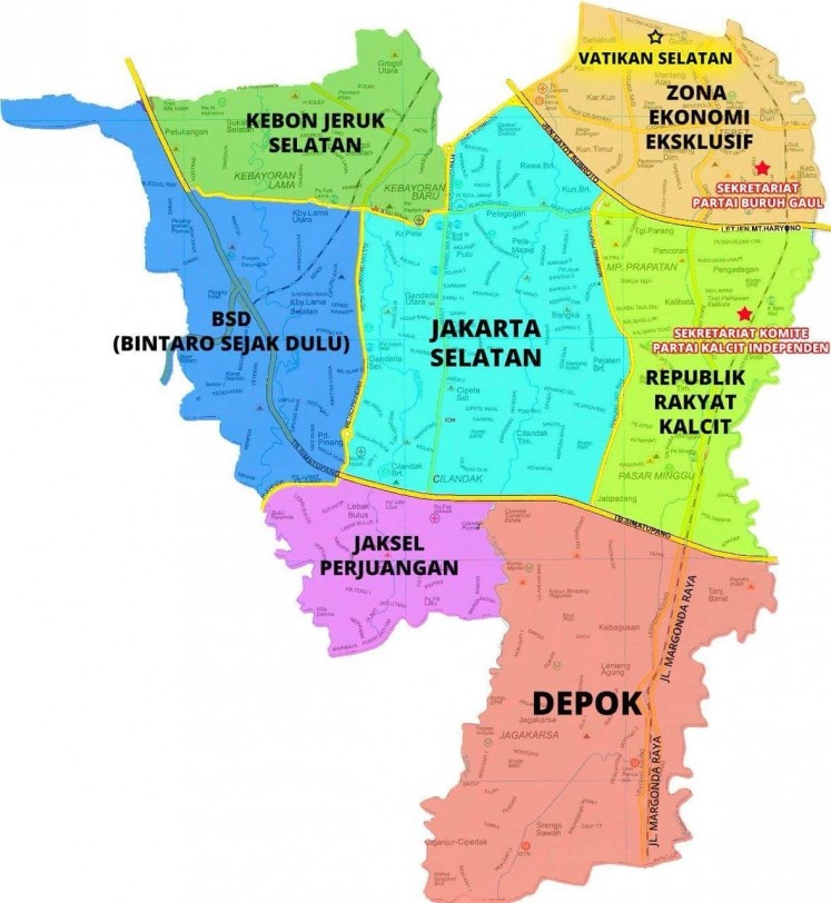 South Jakartan Hanung Baskoro makes a map to respond to the viral jokes.