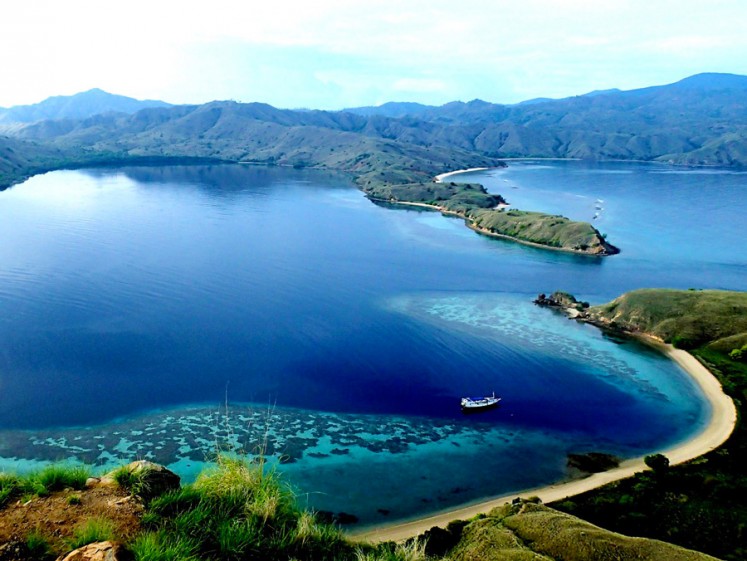 Deep blue: An aerial view of the Moyo Tambora lake in Sumbawa, West Nusa Tenggara. 