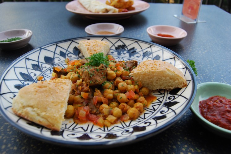 Kerhin bel Hummus (beef with chickpea) is served at Tangier. 