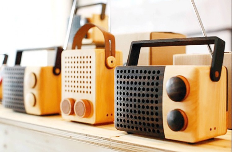 Award-winning design: The wooden Magno radios were designed by Singgih as a final project while studying at the Bandung Institute of Technology.