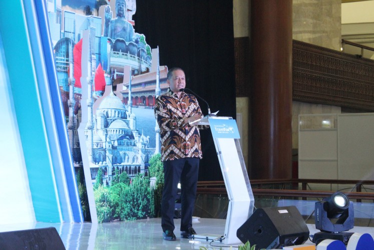 Pikri Ilham Kurniansyah, Garuda Indonesia's commercial director, speaks at the opening ceremony of the second phase of the Garuda Indonesia Travel Fair (GATF) 2018 at the Jakarta Convention Center (JCC) in Senayan, South Jakarta, on Friday.