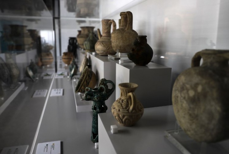 Artifacts are seen on display at Nabu Museum, in Lebanon's el-Heri village, north of Beirut, on September 27, 2018. 