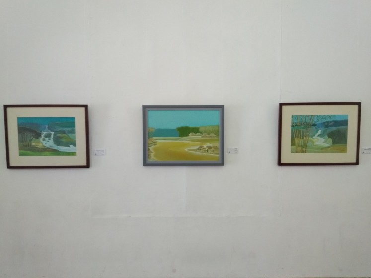 Artist Arfial Arsad Hakim showcases his works at Bentara Budaya’s Balai Soedjatmoko in Surakarta, Central Java. The exhibition, titled 