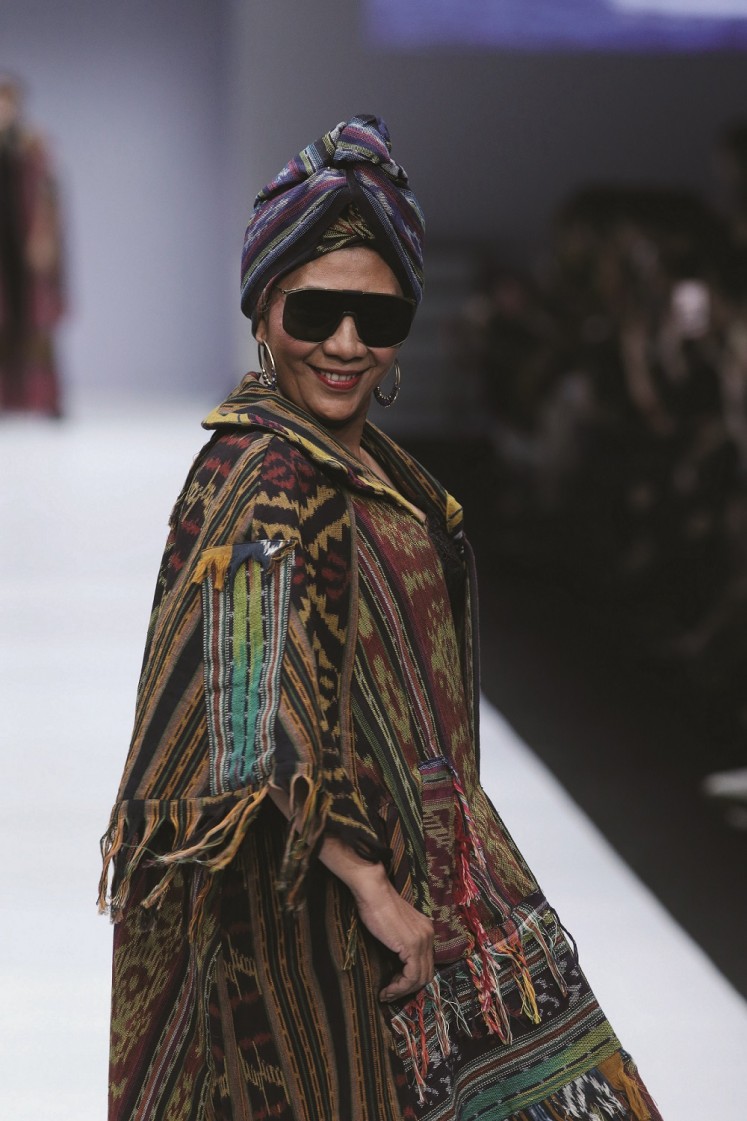 Maritime Affairs and Fisheries Minister Susi Pudjiastuti during Anne Avantie's fashion show.