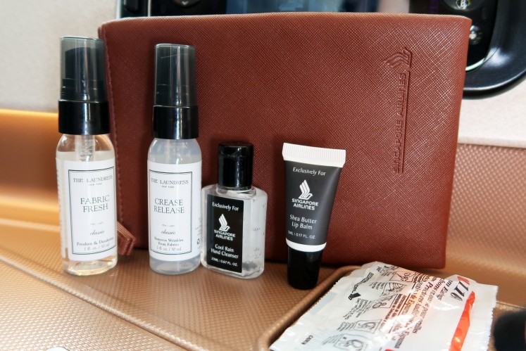 The amenities kit offered on Singapore Airlines' New York-Singapore route. 