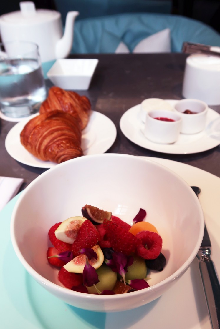 Breakfast set at The Blue Box Cafe. Priced at US$32, the set comes with complimentary fresh fruit, a croissant and choice of tea or coffee. 