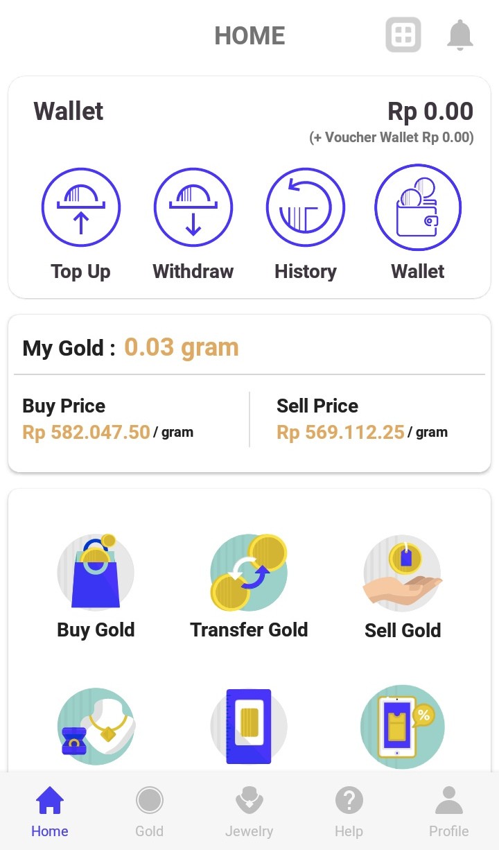 Homepage of Treasury app. 