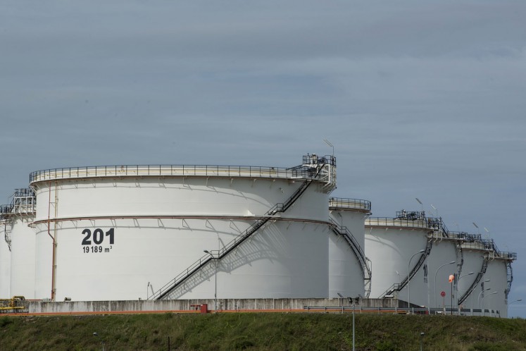 An oil storage facility is pictured in Tanjung Sekong, Banten, on March 23, 2016.