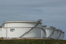 An oil storage facility is pictured in Tanjung Sekong, Banten, on March 23, 2016.