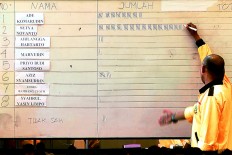 Committee officers record votes on a whiteboard during voting. JP/Zul Trio Anggono
