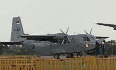 Navy aircraft skids off taxiway at Hang Nadim