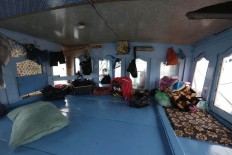 Possessions are seen inside the cabin of the stranded boat. The Jakarta Post/Hotli Simanjuntak