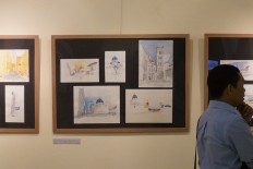 Watercolor paintings of Florence on display in Jakarta
