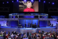 Clinton wins historic nomination, says glass ceiling cracked 