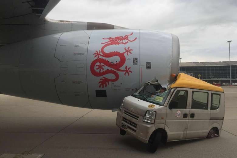Dragonair Flight Delayed After Van Crashes Into Plane At Hong Kong