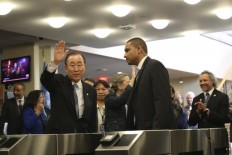 UN chief Ban Ki-moon bids colleagues, staff farewell