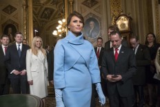 Melania Trump wears sky-blue cashmere Ralph Lauren ensemble 