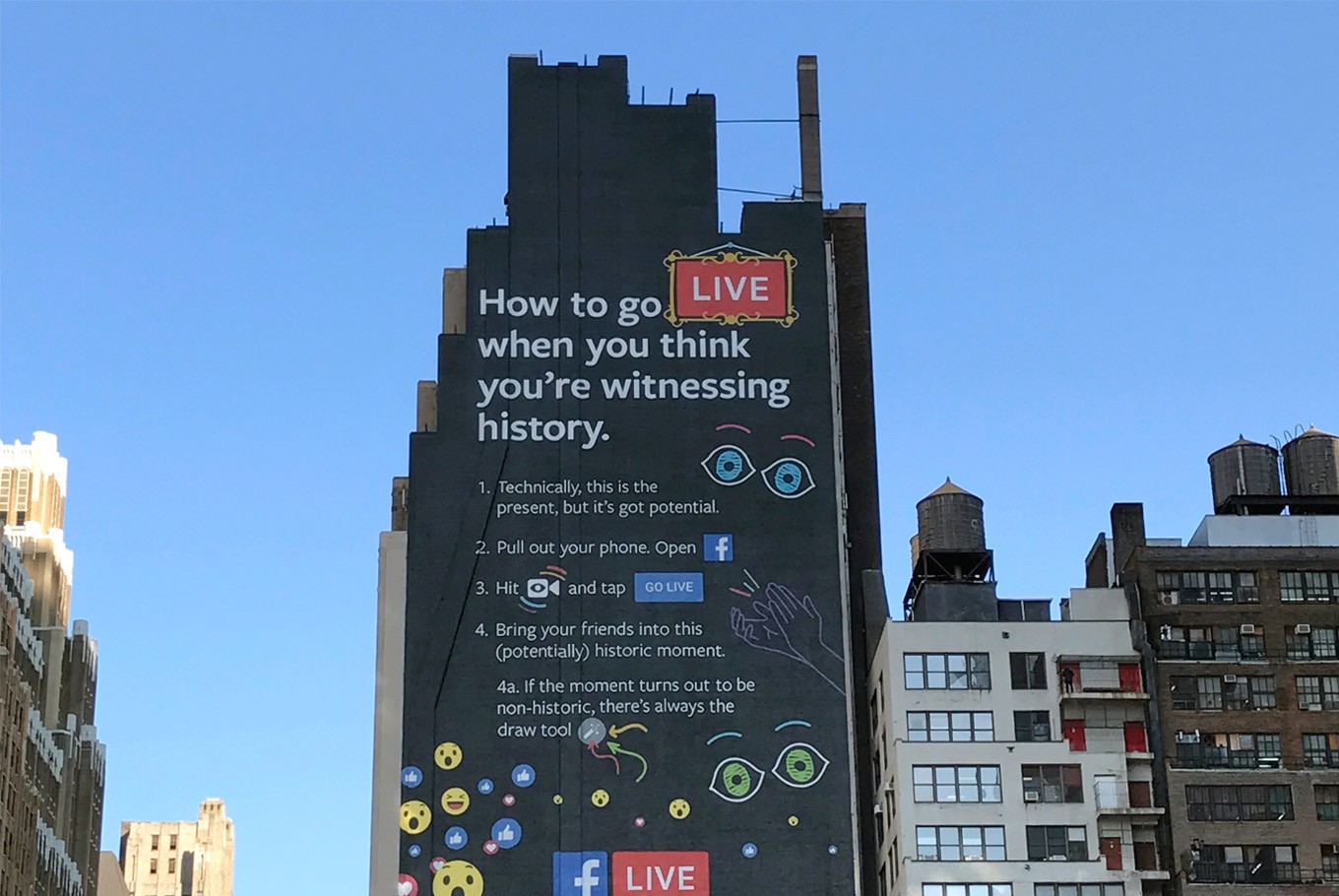 A Facebook Live billboard on the side of a building near New York's Penn Station on Nov. 16.