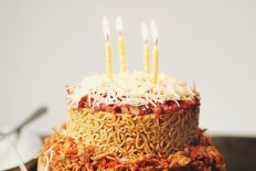 Cafe in North Jakarta introduces noodle birthday cake