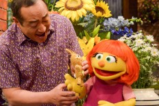 This image released by Sesame Workshop shows Julia, a new autistic muppet character debuting on the 47th Season of "Sesame Street," on April 10, 2017, on both PBS and HBO.