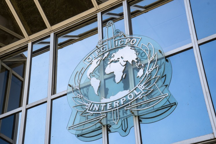 Sign on the Facade of the Interpol headquarter in Lyon, France, as shown in this file photo from Sep. 21, 2015.
