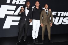 (from left to right) Actors Tyrese Gibson, Vin Diesel and Ludacris attend the premiere of Universal Pictures' 'The Fate Of The Furious' at Radio City Music Hall on April 8, 2017 in New York City. 
