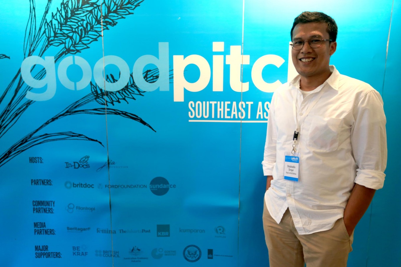 'Song for my Children' director/producer Shalahuddin Siregar during Good Pitch 2 Southeast Asia 2017 at Goethehaus, Jakarta, on May 4.  