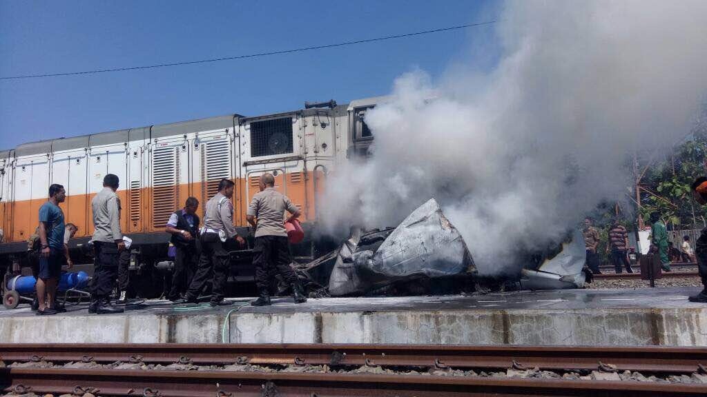 Four people in a train crash