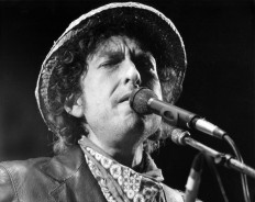 This file photo taken on June 03, 1984 shows US singer Bob Dylan performing during a concert at the Olympic stadium in Munich, southern Germany.
