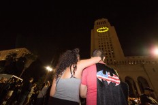 Los Angeles lights up City Hall with Batman signal