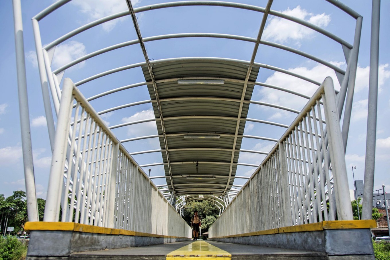 Central Jakarta footbridge walled up to prevent brawls