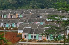Subsidized houses are pictured under construction in Tasikmalaya, West Java.