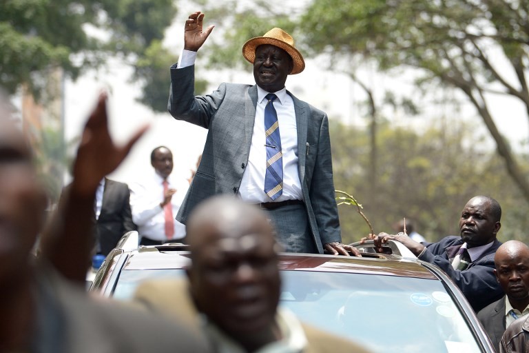 This file photo taken on Sept. 1, 2017 shows Kenyan opposition leader Raila Odinga waving to supporters as he leaves the Supreme Court in Nairobi. Kenyan opposition leader Raila Odinga announced on Oct. 10, 2017 that he was withdrawing from a re-run of the presidential election, saying electoral officials had failed to make necessary reforms.