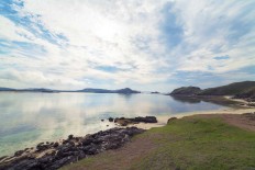 Daytime view of the shore of Tanjung Aan, Central Lombok. 