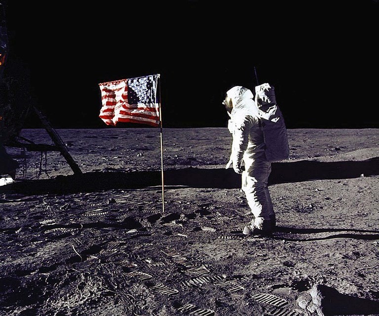 This NASA file photo taken on July 20, 1969 shows astronaut Edwin E. 'Buzz' Aldrin, Jr. saluting the US flag on the surface of the Moon during the Apollo 11 lunar mission. 